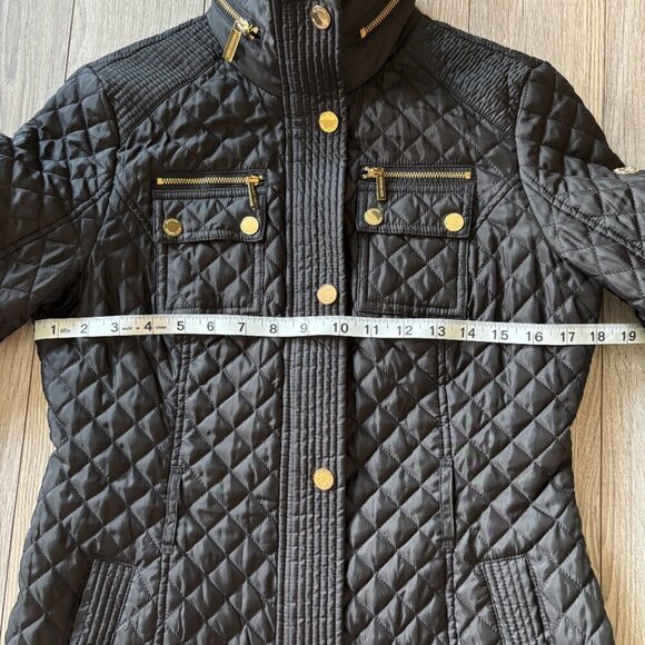 Michael Kors Quilted Black Jacket Womens Size Extra Small Preppy Winter Coat - Picture 11 of 16
